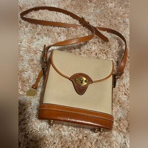 Dooney & Bourke Cream and Tan Leather Crossbody Bag